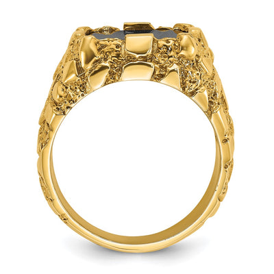 14K IBGoodman Men's Onyx Nugget Complete Ring
