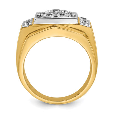 IBGoodman 14K Two-tone Men's Polished and Satin 2 Carat AA Quality Diamond Cluster Ring