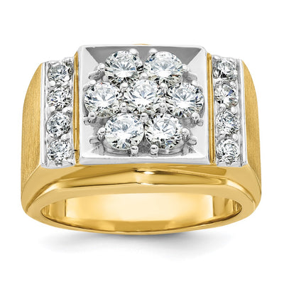 IBGoodman 14K Two-tone Men's Polished and Satin 2 Carat AA Quality Diamond Cluster Ring
