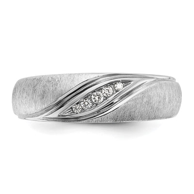 IBGoodman 14K White Gold Men's Polished and Satin 1/15 Carat AA Quality Diamond Ring