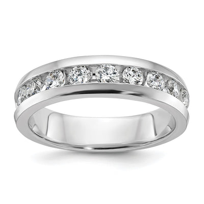 IBGoodman 14K White Gold Men's Polished 9-Stone 1 Carat AA Quality Diamond Ring