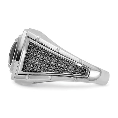 14K White Gold with Black Rhodium IBGoodman Men's Onyx and 1/4 carat Diamond Complete Ring