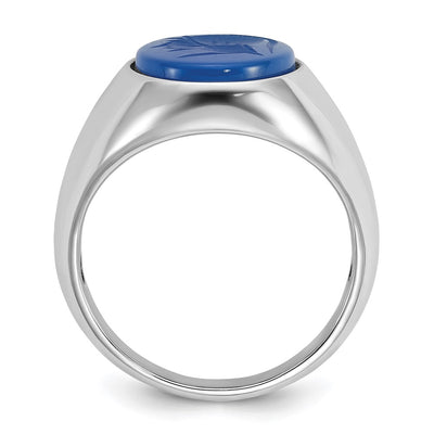 14K White Gold IBGoodman Men's Blue Agate Complete Ring