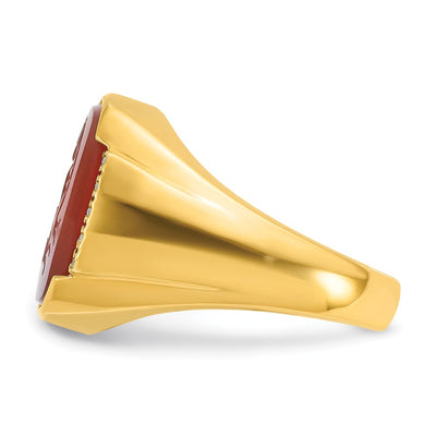 14K IBGoodman Men's Carnelian and 1/10 carat Diamond Complete Ring