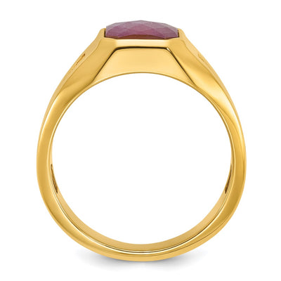 14K IBGoodman Men's Ruby Doublet Stone and 1/20 carat Diamond Complete Ring