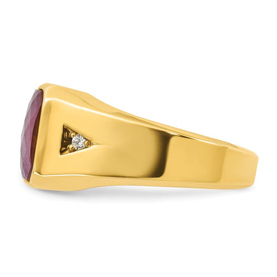 14K IBGoodman Men's Ruby Doublet Stone and 1/20 carat Diamond Complete Ring