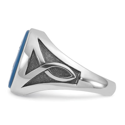 14K White Gold IBGoodman Men's with Black Rhodium Blue Agate Complete Ring