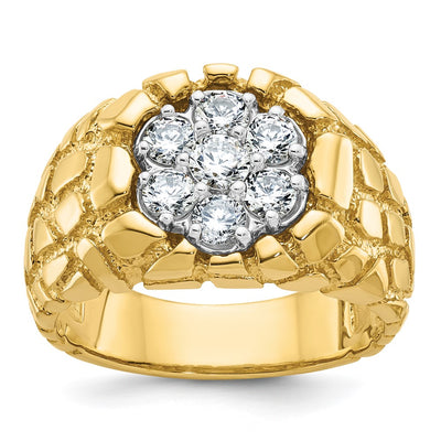 14K IBGoodman Men's Two-tone Men's 1 carat Diamond Nugget Cluster Complete Ring