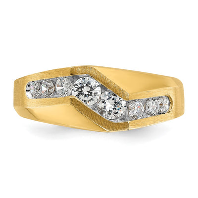 IBGoodman 14K Men's Polished and Satin 1 Carat AA Quality Diamond Ring
