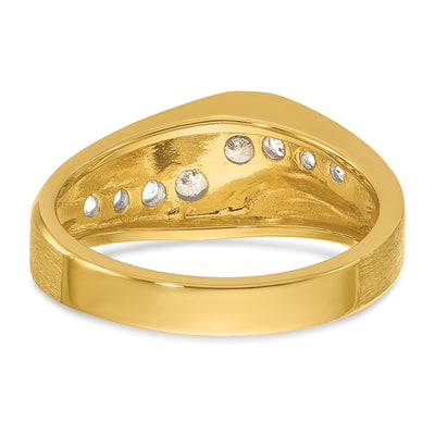 IBGoodman 14K Men's Polished and Satin 1 Carat AA Quality Diamond Ring