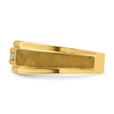 IBGoodman 14K Men's Polished and Satin 5-Stone 1/4 Carat AA Quality Diamond Ring