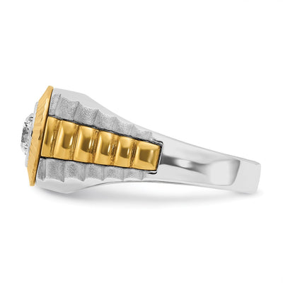 IBGoodman 14K Two-tone Men's Polished Satin and Textured 3/8 Carat AA Quality Diamond Ring