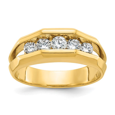 IBGoodman 14K Men's Polished Cut-Out 5-Stone 3/4 Carat AA Quality Diamond Ring