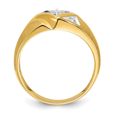 14K with White Rhodium IBGoodman Men's Satin 1/5 carat Diamond Complete Ring