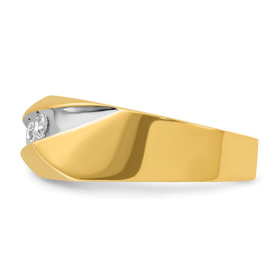 IBGoodman 14K with White Rhodium Men's Polished and Grooved 3-Stone 1/3 Carat AA Quality Diamond Ring