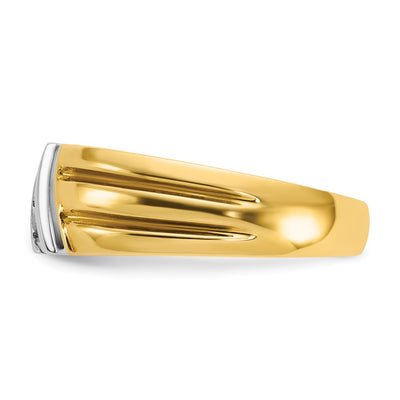 IBGoodman 14K Two-tone Men's Polished and Grooved 3-Stone 1/5 Carat AA Quality Diamond Ring