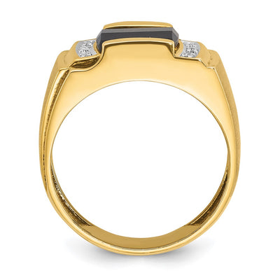14K White Gold IBGoodman Men's Satin Onyx and 1/20 carat Diamond Complete Ring