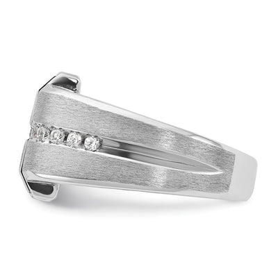 14K White Gold IBGoodman Men's Satin Onyx and 1/6 carat Diamond Complete Ring