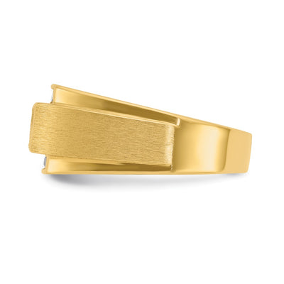 IBGoodman 14K Men's Polished and Satin 3-Row 3/4 Carat AA Quality Diamond Ring