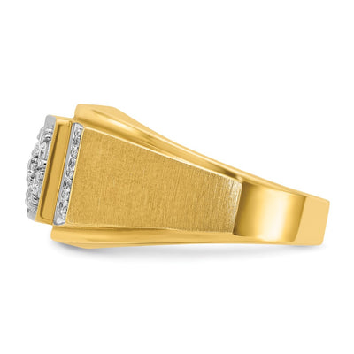 IBGoodman 14K Two-tone Men's Polished and Satin 1/2 Carat AA Quality Diamond Cluster Ring