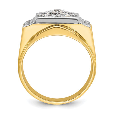 IBGoodman 14K Two-tone Men's Polished and Satin 1 1/2 Carat AA Quality Diamond Cluster Ring