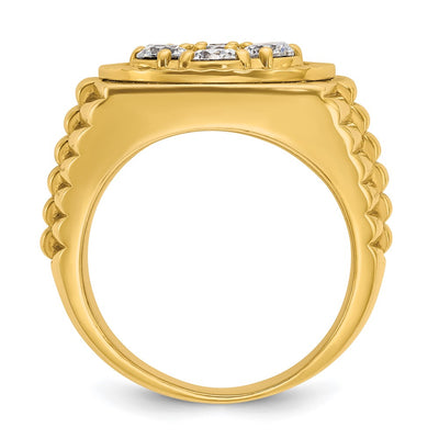 IBGoodman 14K Men's Polished Satin and Diamond-cut Round 2 Carat AA Quality Diamond Cluster Ring