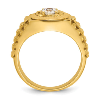 IBGoodman 14K Men's Polished Satin and Textured 1/2 Carat AA Quality Diamond Ring