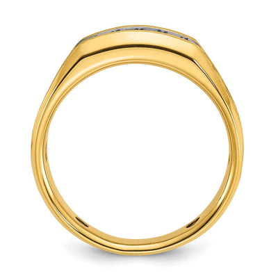 IBGoodman 14K with Black Rhodium Men's Polished Satin and Grooved 1/4 Carat AA Quality Diamond 5-Stone Ring