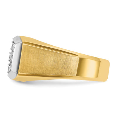 IBGoodman 14K with White Rhodium Men's Polished and Satin 1 Carat AA Quality Diamond Cluster Ring