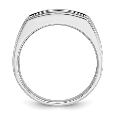 IBGoodman 14K White Gold Men's Polished and Satin Onyx and 1/6 Carat AA Quality Diamond Ring
