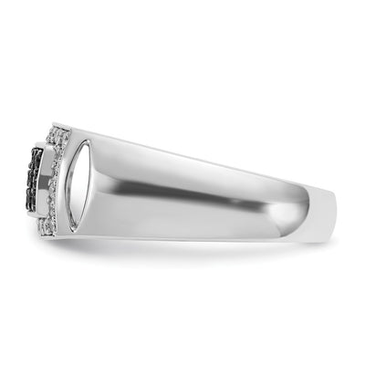 IBGoodman 14K White Gold Men's Polished and Cut-Out 3/4 Carat AA Quality Black and White Diamond Rectangle Ring