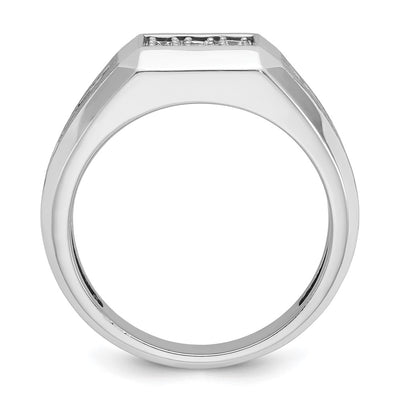 IBGoodman 14K White Gold Men's Polished and Satin 1 Carat AA Quality Diamond Square Cluster Ring