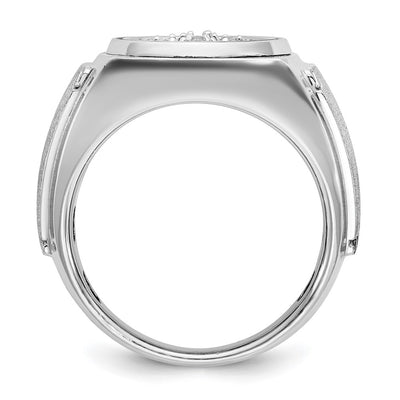 IBGoodman 14K White Gold Men's Polished and Satin 3/4 Carat AA Quality Diamond Round Cluster Ring