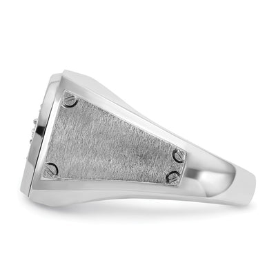 IBGoodman 14K White Gold Men's Polished and Satin 3/4 Carat AA Quality Diamond Round Cluster Ring
