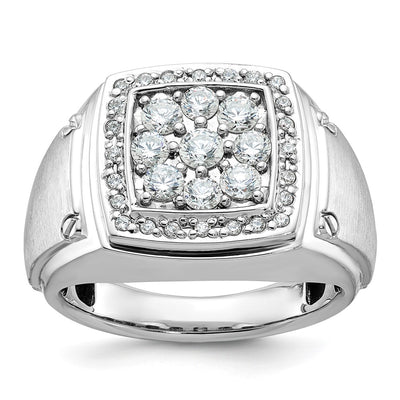 Ibgoodman 14K Two Tone Mens Polished And Satin 1 Carat Aa Quality Diamond Square Cluster Ring14K Whi
