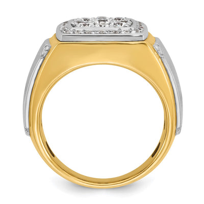 IBGoodman 14K Two-tone Men's Polished and Satin 1 Carat AA Quality Diamond Square Cluster Ring