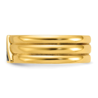 IBGoodman 14K Men's Polished and Grooved with Black Enamel Active 33rd Degree Masonic Ring