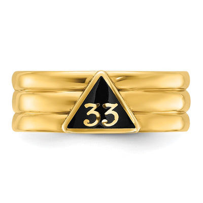 IBGoodman 14K Men's Polished and Grooved with Black Enamel Active 33rd Degree Masonic Ring