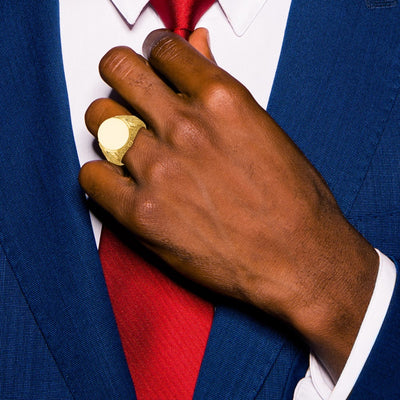 14K IBGoodman 18.5x15.75mm Men's Round Signet Ring