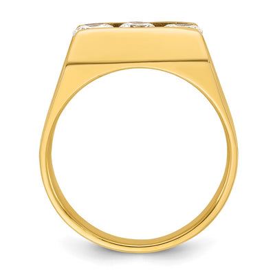 IBGoodman 14K Men's Polished 3-Stone 1 Carat AA Quality Diamond Ring