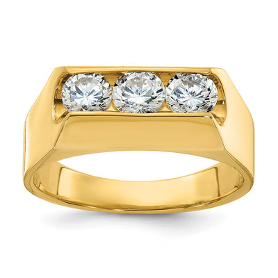 IBGoodman 14K Men's Polished 3-Stone 1 Carat AA Quality Diamond Ring