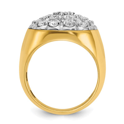 IBGoodman 14K Two-tone Men's Polished Round 3 1/4 Carat AA Quality Diamond Cluster Ring