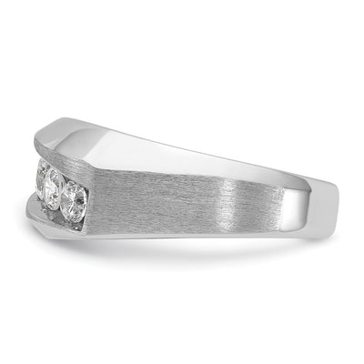 IBGoodman 14K White Gold Men's Polished and Satin 5-Stone 1 Carat AA Quality Diamond Ring