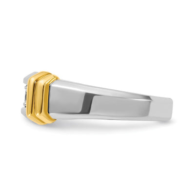 IBGoodman 14K Two-tone Men's Polished 3-Stone 1/2 Carat AA Quality Diamond Ring