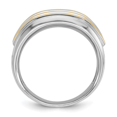 IBGoodman 14K Two-tone Men's Polished 2-Row 1/2 Carat AA Quality Diamond Ring