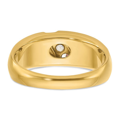 IBGoodman 14K Two-tone Men's Polished and Satin 3-Stone 1/5 Carat AA Quality Diamond Ring