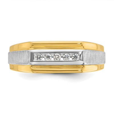 IBGoodman 14K with White Rhodium Men's Polished and Satin 5-Stone 1/10 Carat AA Quality Diamond Ring