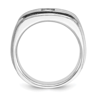 14K White Gold IBGoodman Men's Polished and Satin 3/8 carat Diamond Complete Ring