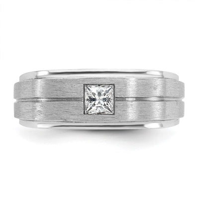 14K White Gold IBGoodman Men's Polished and Satin 3/8 carat Diamond Complete Ring