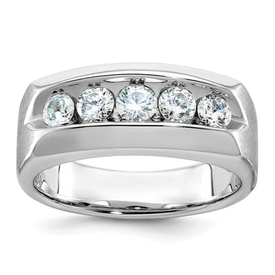 IBGoodman 14K White Gold Men's Polished and Satin 5-Stone 1 Carat AA Quality Diamond Ring